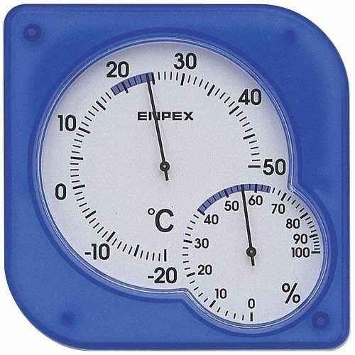 エンペックス 温度計 湿度計 シュクレミディ 置き掛け クリアブルー TM-5606