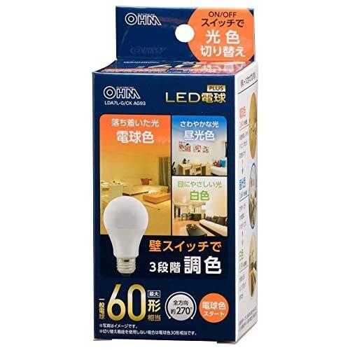 LED電球 E26 60形相当 3段階調色 電球色スタート_LDA7L-GCK AG93 06-3427