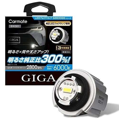 カーメイト 車用 LED フォグランプ GIGA LEDフォグバルブ S2800GS 6000K 2800lm 純正 LEDフォグランプ 対応 BW581