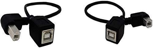 SinLoon 2パック USB 2.0 タイプB プリンタ ケーブル USB 2.0 B オス からメス 左向き+右向き 短い 延長 ケーブル プリンター スキャナー