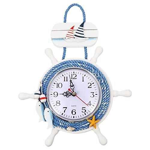 LIOOBO 掛け時計 木製 北欧 壁掛け時計 地中海スタイル 室内 装飾 時計（バッテリーなし）