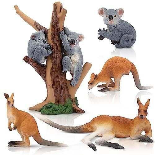 TOYMANY 7PCS動物フィギュア オーストラリア動物フィギュアセット リアルな動物おもちゃ カンガルー コアラ 家族 人気動物 玩具 誕生日プ