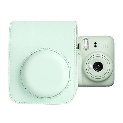 Kimyoaee チェキ インスタントカメラ mini 12 ケース カメラケース ショルダーストラップ付き For Fujifilm instax Mini12 Camera - グリ