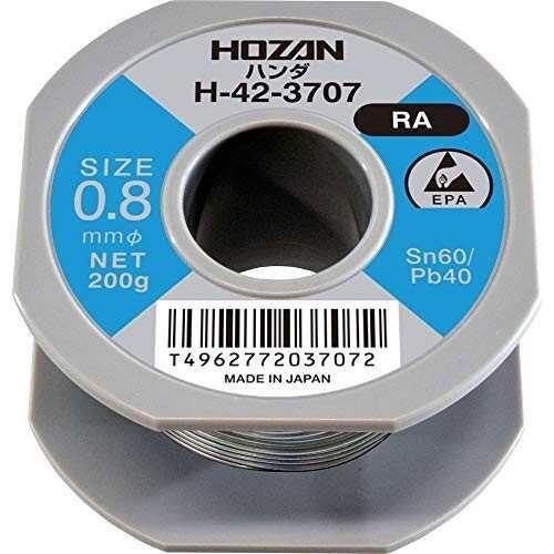 ホーザンHOZAN ハンダ スズ60% 鉛40% 重量200ｇ 長さ53ｍ 線径0.8ｍｍΦ H-42-3707