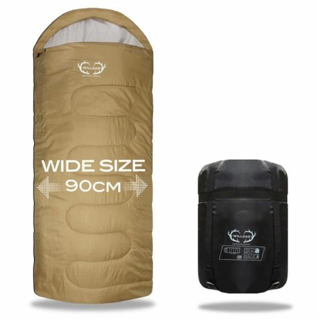 WILLGAD 寝袋 シュラフ ワイドサイズ コンパクト 封筒型 夏用 冬用 最低使用温度−7℃ コヨーテ