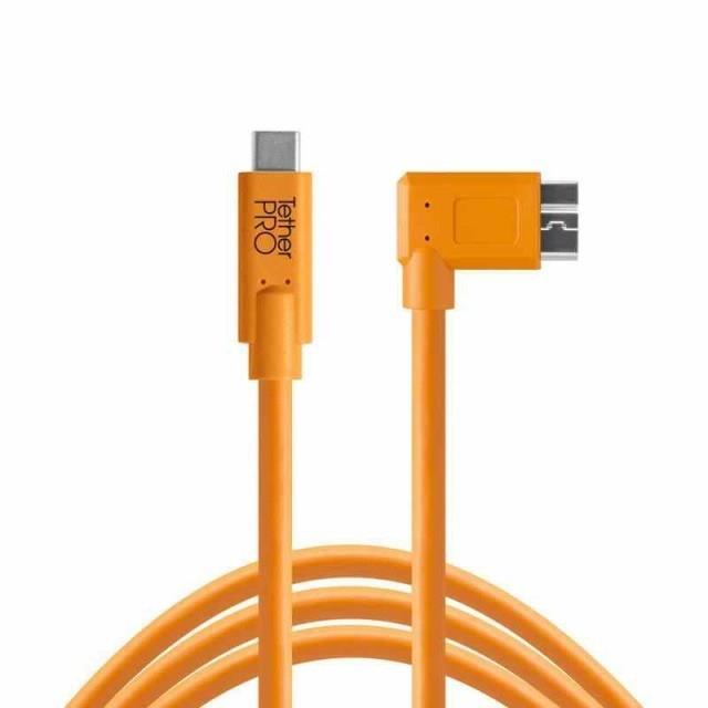 国内品TetherTools テザーツールズ TetherPro USB-C to 3.0 Micro-B Right Angle, 15 4 CUC33R15-ORG 視認性の高いオレンジ。
