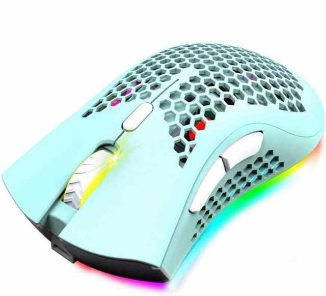 ゲーミングマウス ワイヤレス 軽量 ハニカムデザイン 7ボタン RGBバックライト 人間工学 DPI調整可能 光学センサー 式 800ｍAｈ大容量 US
