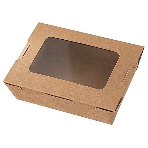 ◆商品名：ヘッズ デリボックス 16.5×4.6×13cm 茶色 50枚 食品対応 窓付き クラフト デリバリー 持ち帰り お弁当箱 HEADS MK-LUB1説明クラフト紙がナチュラルな、紙製の食品