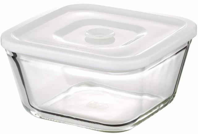 ◆商品名：iwakiイワキ 耐熱ガラス 密閉容器 ホワイト L 幅15.5×奥行15.5×高さ8.0cm 700ml C3247HMMPW耐熱ガラスの密閉保存、密閉なのにフタをしたままレンジOKニオイ